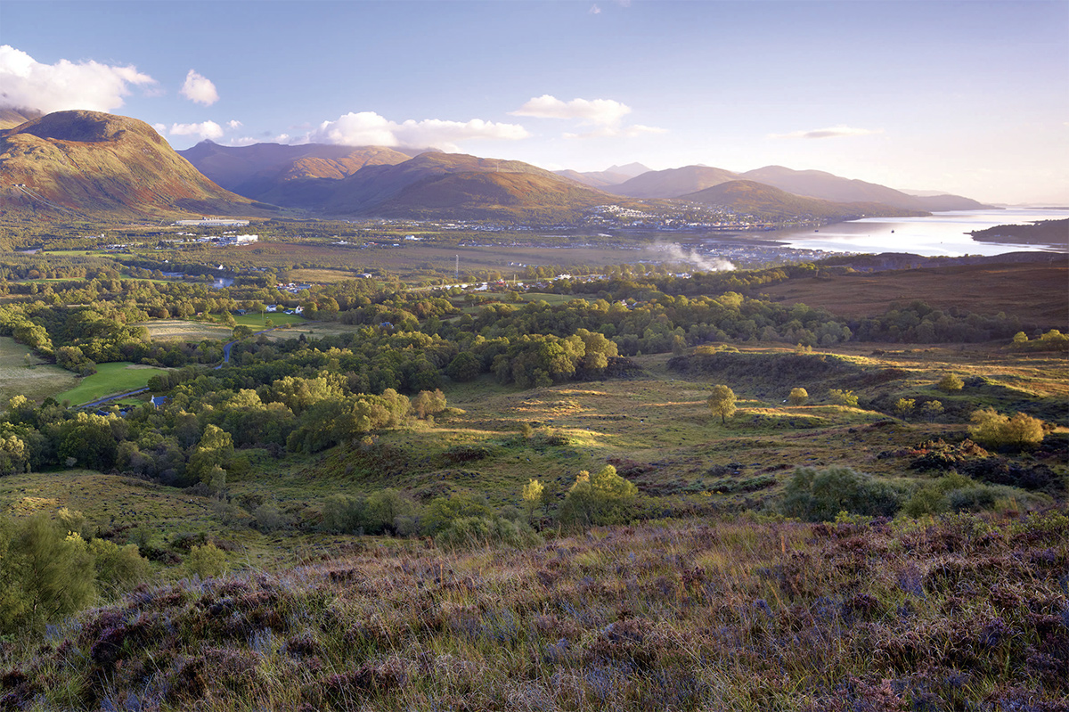 View towards Ben Nevis, Fort William and Loch Linnhe