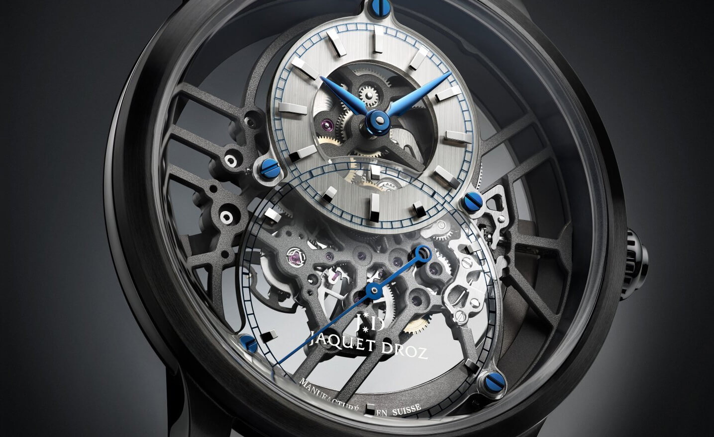 Jaquet Droz Grande Seconde Skelet-One Ceramic in Black and Blue
