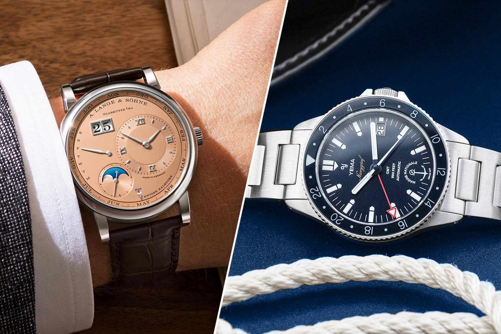 A. Lange & Söhne Lange 1 Perpetual Calendar vs Yema Navygraf Marine Nationale