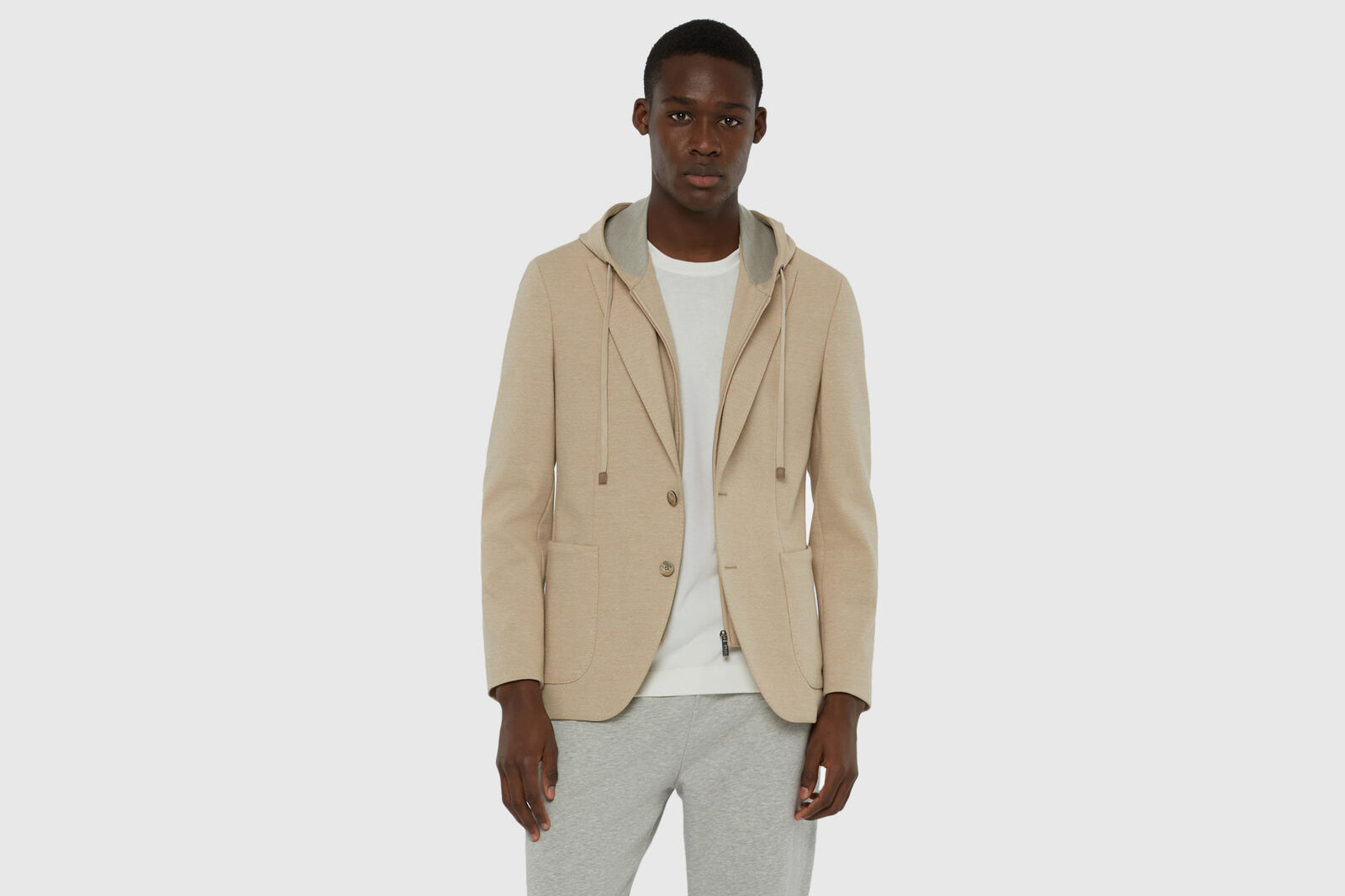 Boggi Madison Beige Cotton Blend Sweatshirt Jacket