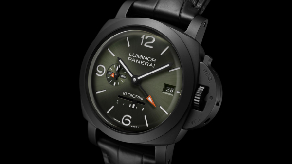Panerai Dress Luminor Dieci Giorni GMT Ceramica in Black and Military Green