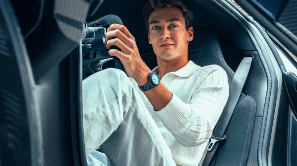 George Russell Spotted Wearing Unique Piece IWC Ingenieur Ceramic with Blue Dial