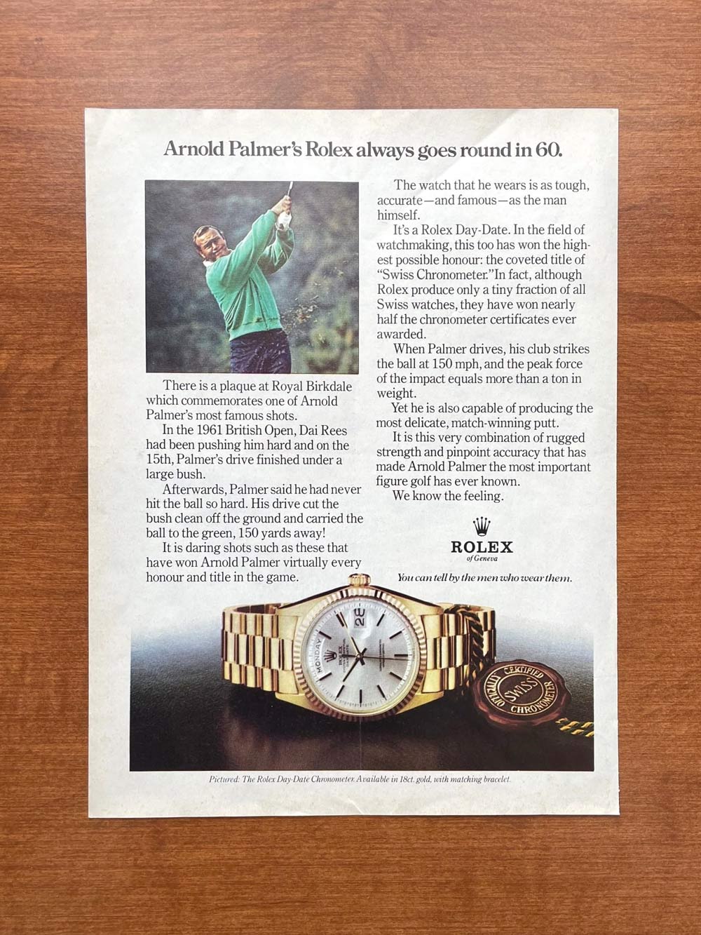 Rolex Day Date Ref. 1803 Arnold Palmer Advert