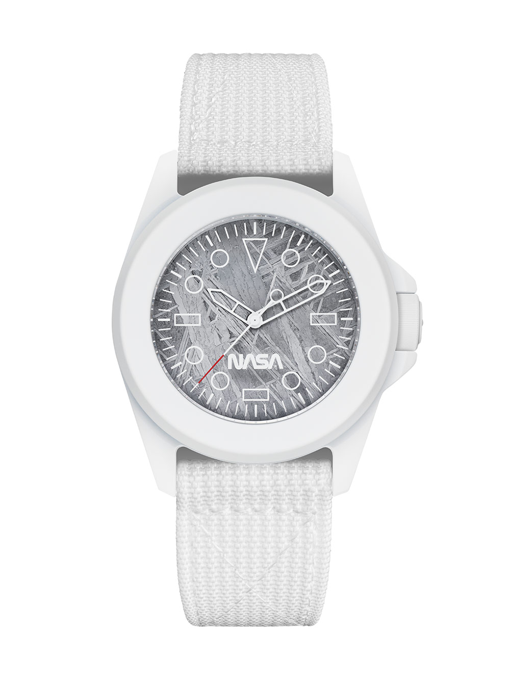 Unimatic x Massena LAB Modello Quattro Meteorite Titanium Edition White Nylon Strap