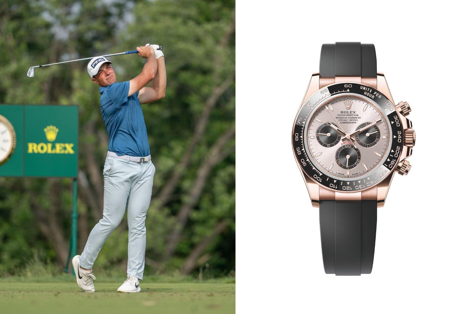 Viktor Hovland Rolex Daytona Oysterflex Everose Gold
