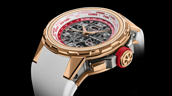Richard Mille Revive RM 63-02 Automatic Worldtimer in Pink and Burgundy