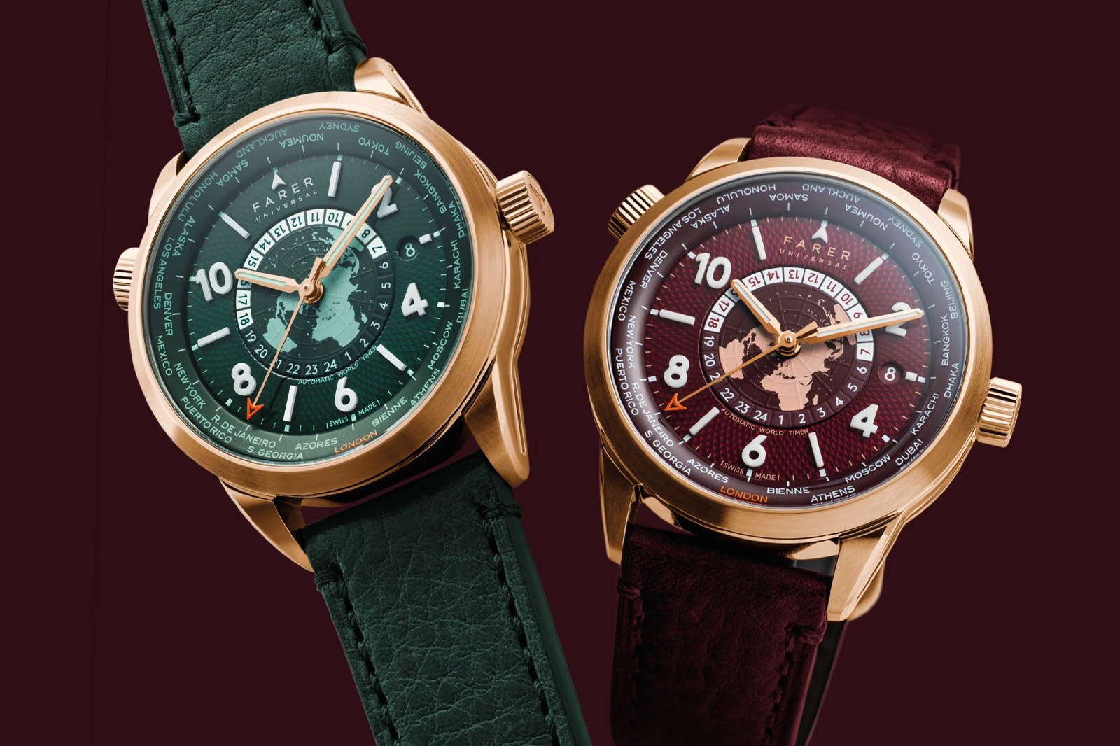 Farer Introduce 2026 World Timer Collection in Burgundy and Gold
