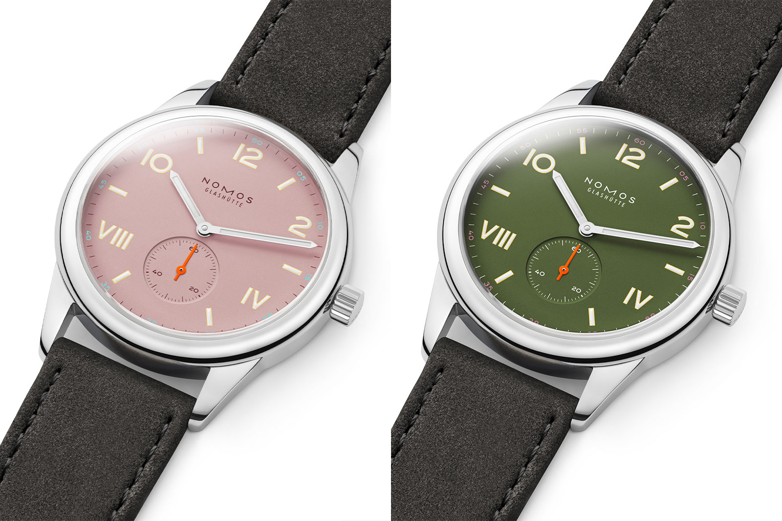 Nomos Glashütte Launch Club Campus All Olive and Full Rose Editions