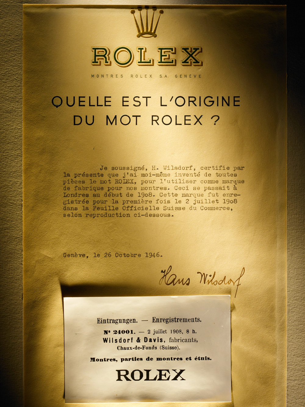 Rolex Original Certificate 1908