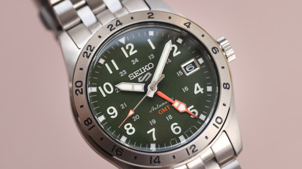 Seiko Release 5 Sports Field GMT Khaki Drill and Desert Sand