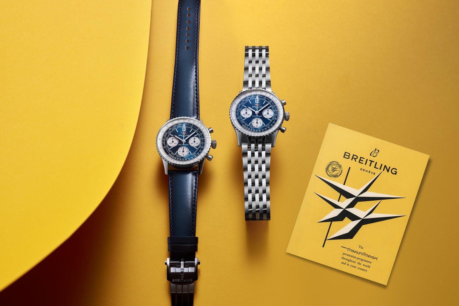 Breitling Navitimer B09 Chronograph 41 blue dial on leather strap and steel bracelet
