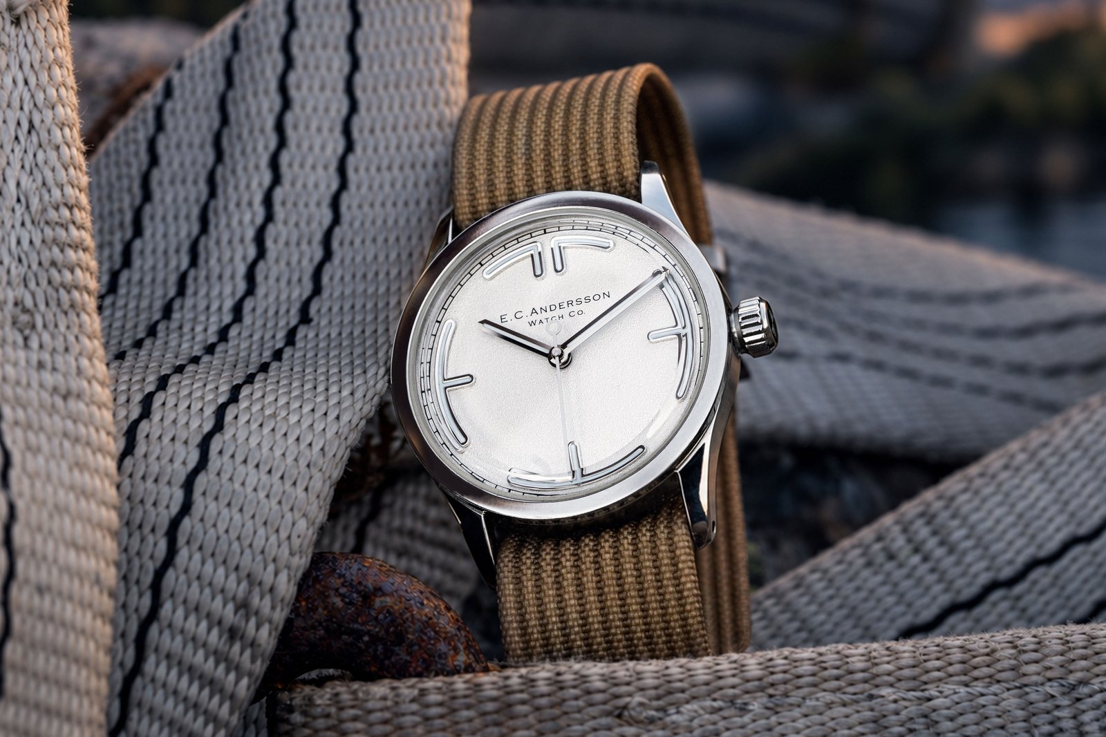 E.C. Andersson Cpt Bright Silver on nylon strap