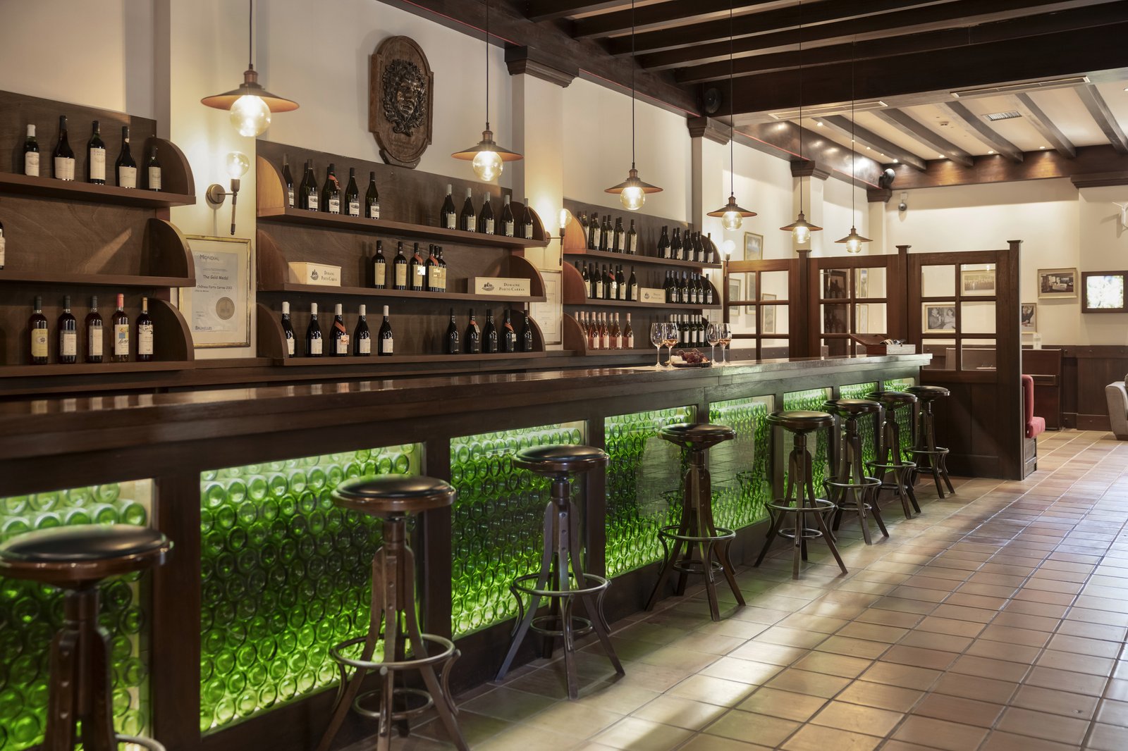 The tasting bar at the Domaine Porto Carras winery
